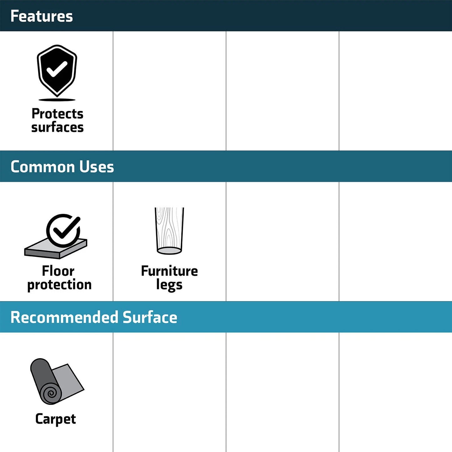 Surface Gard 16mm Black Plastic Chair Tips - Easy Glide, Noise Reduction, Floor Protection (4 Pack)