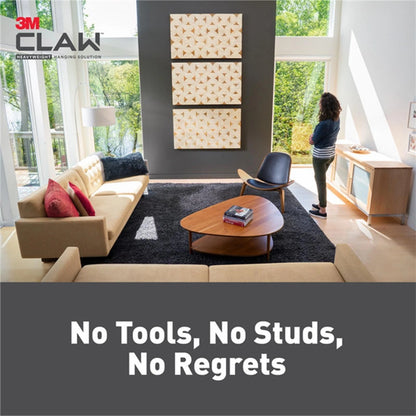 3M Claw™ Picture Hanger - 7kg Capacity, No Tools Needed, Stainless Steel, 1 Pack