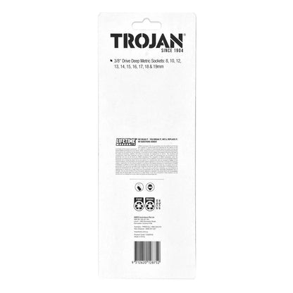 Trojan 10 Piece Deep 3/8" Drive Socket Set with Chrome Vanadium & Lifetime Warranty