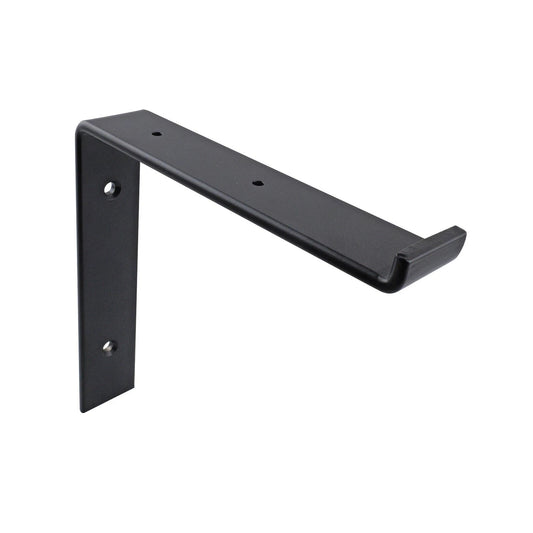 Carinya Black Lipped Angle Bracket 185x185mm, 100kg Load, Powder Coated Steel