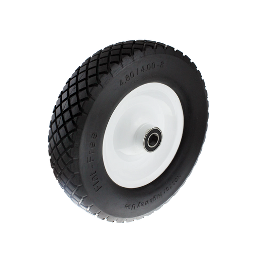 Easyroll 4.0 x 8" Flat Free Wheelbarrow Wheel, Puncture Proof, 100kg Load Capacity
