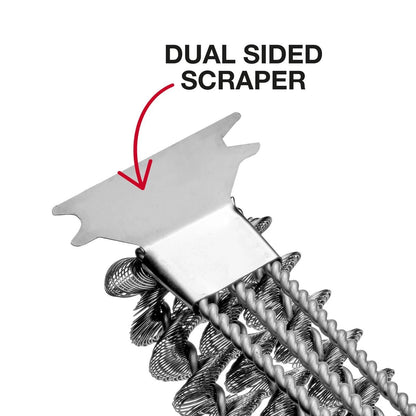 Char-Griller Triple Grid Helix Grill Brush, Stainless Steel Coils, Triple Head, 18" Length