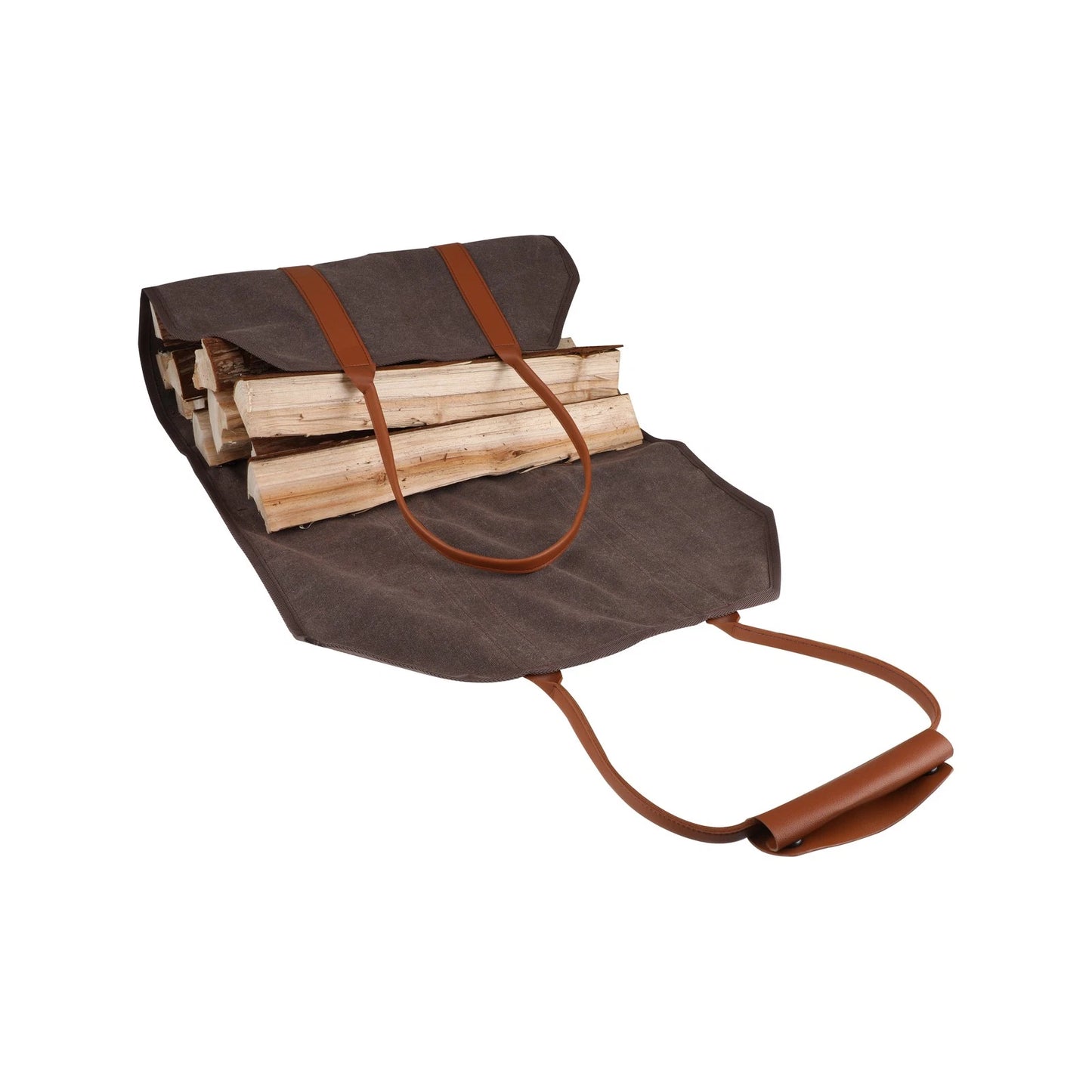 Mimosa Canvas Log Carrier Tote 98x45cm, Waterproof, Heavy Duty, Foldable, Brown