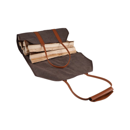 Mimosa Canvas Log Carrier Tote 98x45cm, Waterproof, Heavy Duty, Foldable, Brown