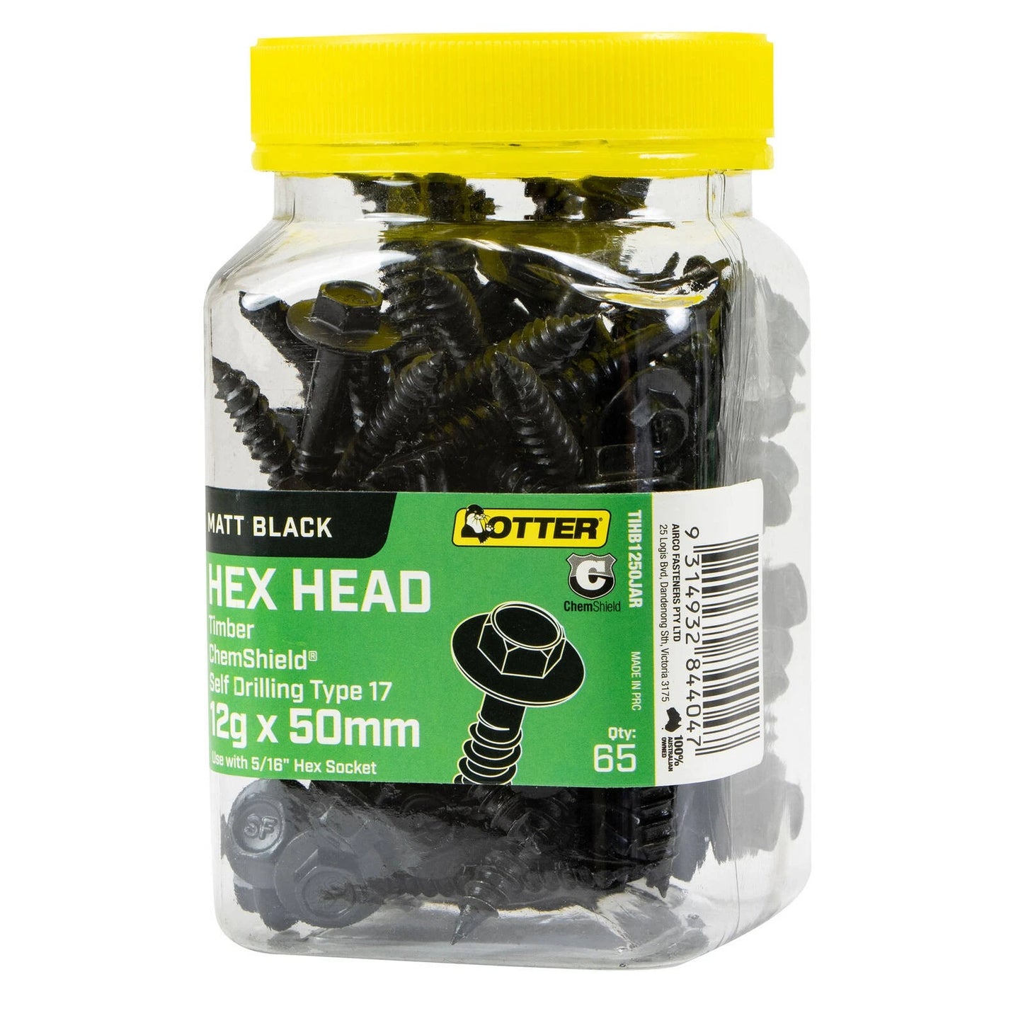 Otter 12g x 50mm Timber Hex Head ChemShield Screws - 65 Pack, Self-Drilling, Corrosion Resistant
