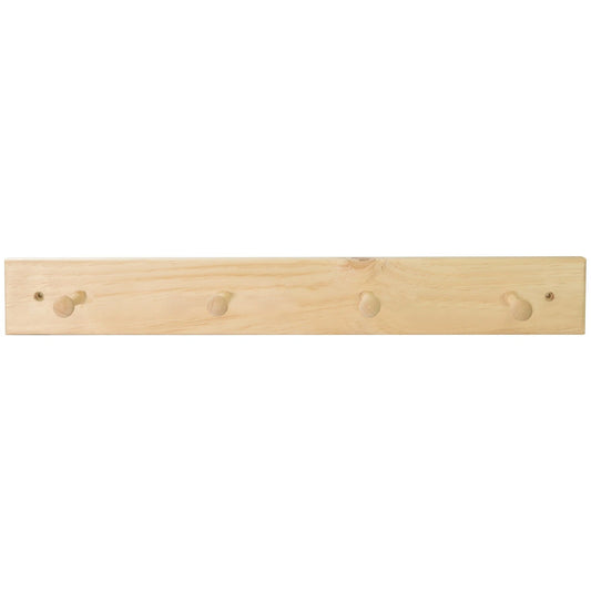 MODE 4 Natural Pine Hook Rack - 4 Hooks, Durable Timber, Easy Installation