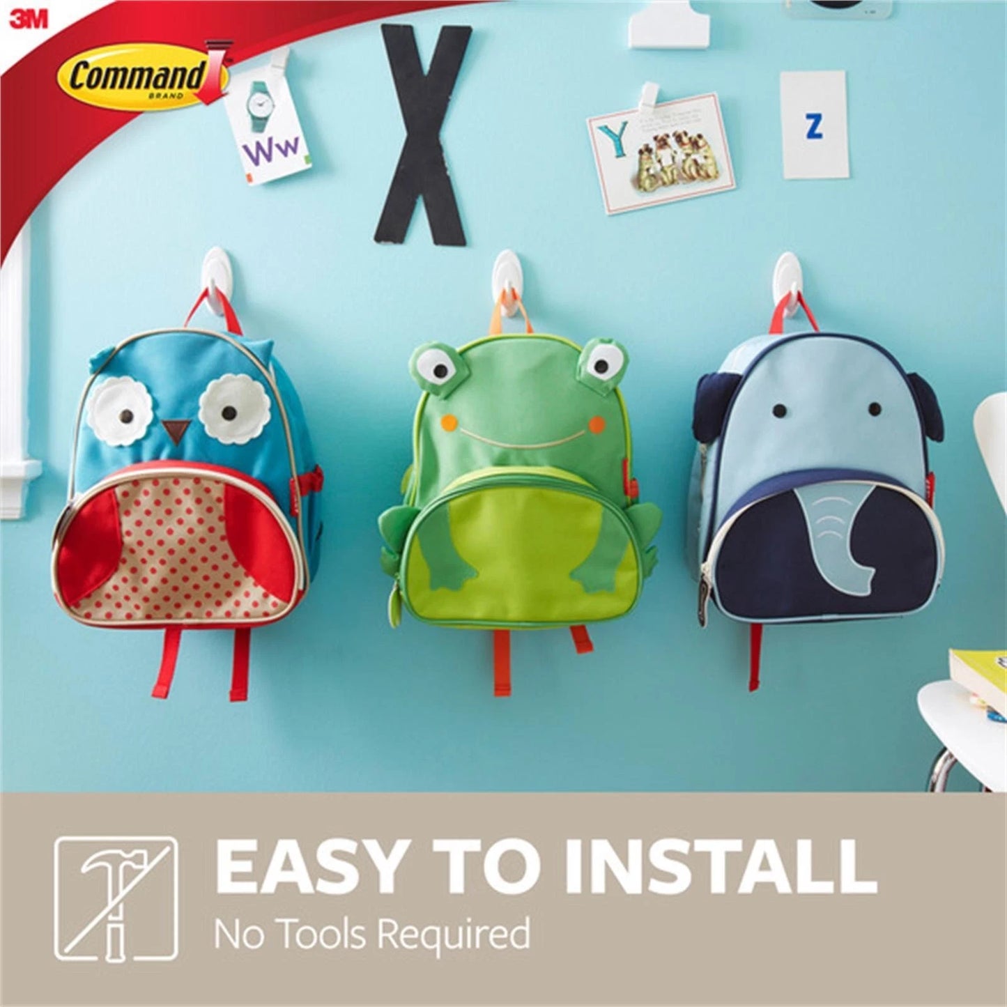 Command™ Medium White Adhesive Door Hooks 3 Pcs - Damage-Free, Strong Hold, Versatile Use