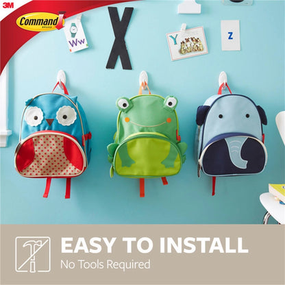 Command™ Medium White Adhesive Door Hooks 3 Pcs - Damage-Free, Strong Hold, Versatile Use