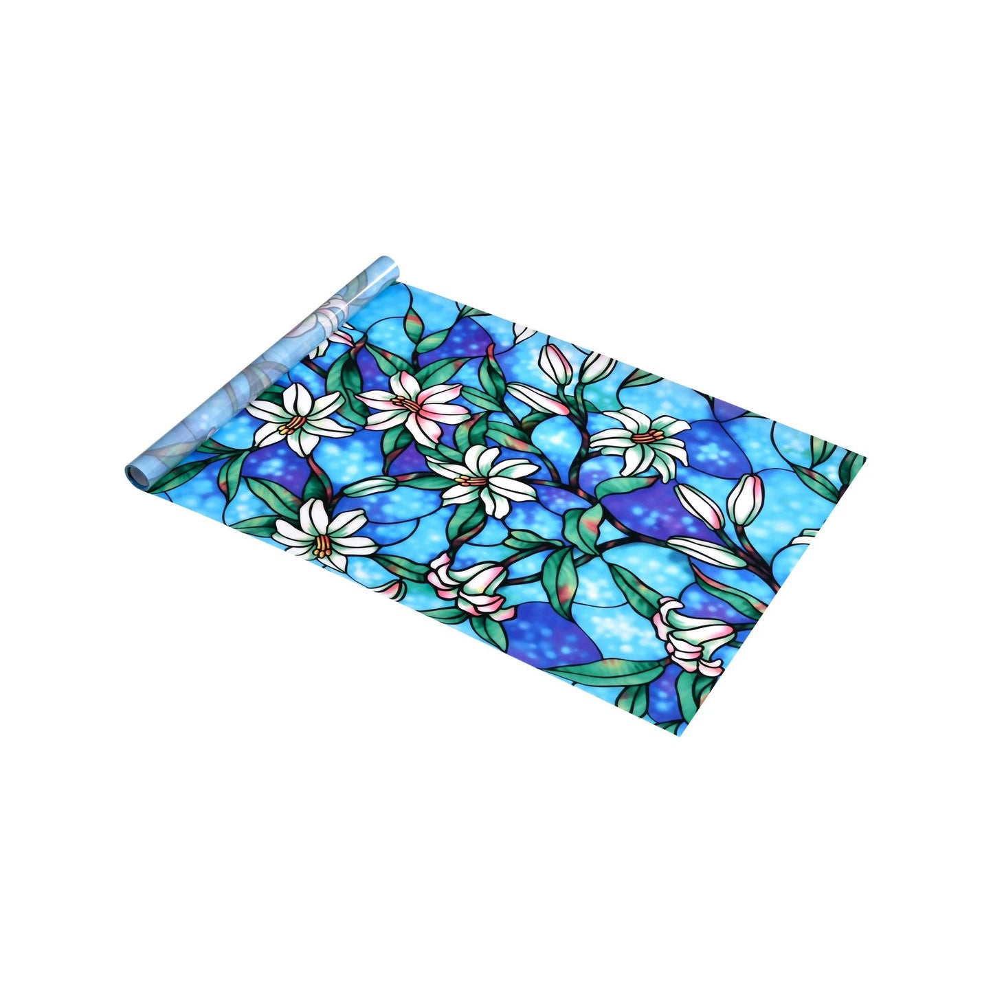 Pillar Stained Glass Static Window Film 0.45 x 2m, Adhesive-Free, Reusable, Privacy Decor