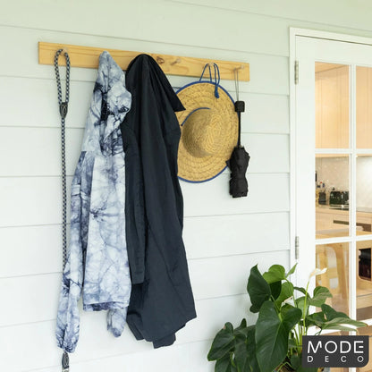 MODE 6 Natural Pine Hook Rack with 6 Hooks - Easy Install, Durable Timber