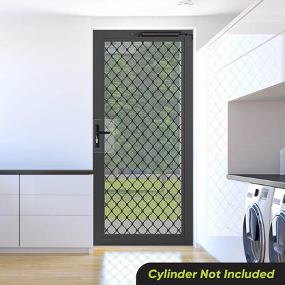 Rolltrak Black Non-Keyed Hinged Screen Door Lock with Internal Snib and Universal Fit