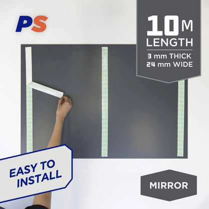 Permastik Mirror Mounting Tape 10m x 24mm, Holds 15kg/m, Weather & Temperature Resistant