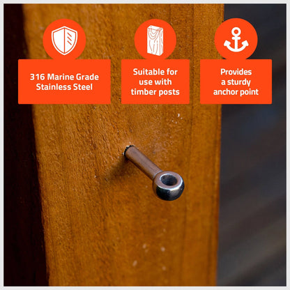 Taskmaster 6mm 316 Stainless Steel Lag Screw 24 Pack - Marine Grade, Weather Resistant