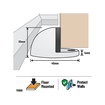 Adoored White Half Moon Cushion Door Stop - Durable, Non-Marking, Easy Install, Modern Design