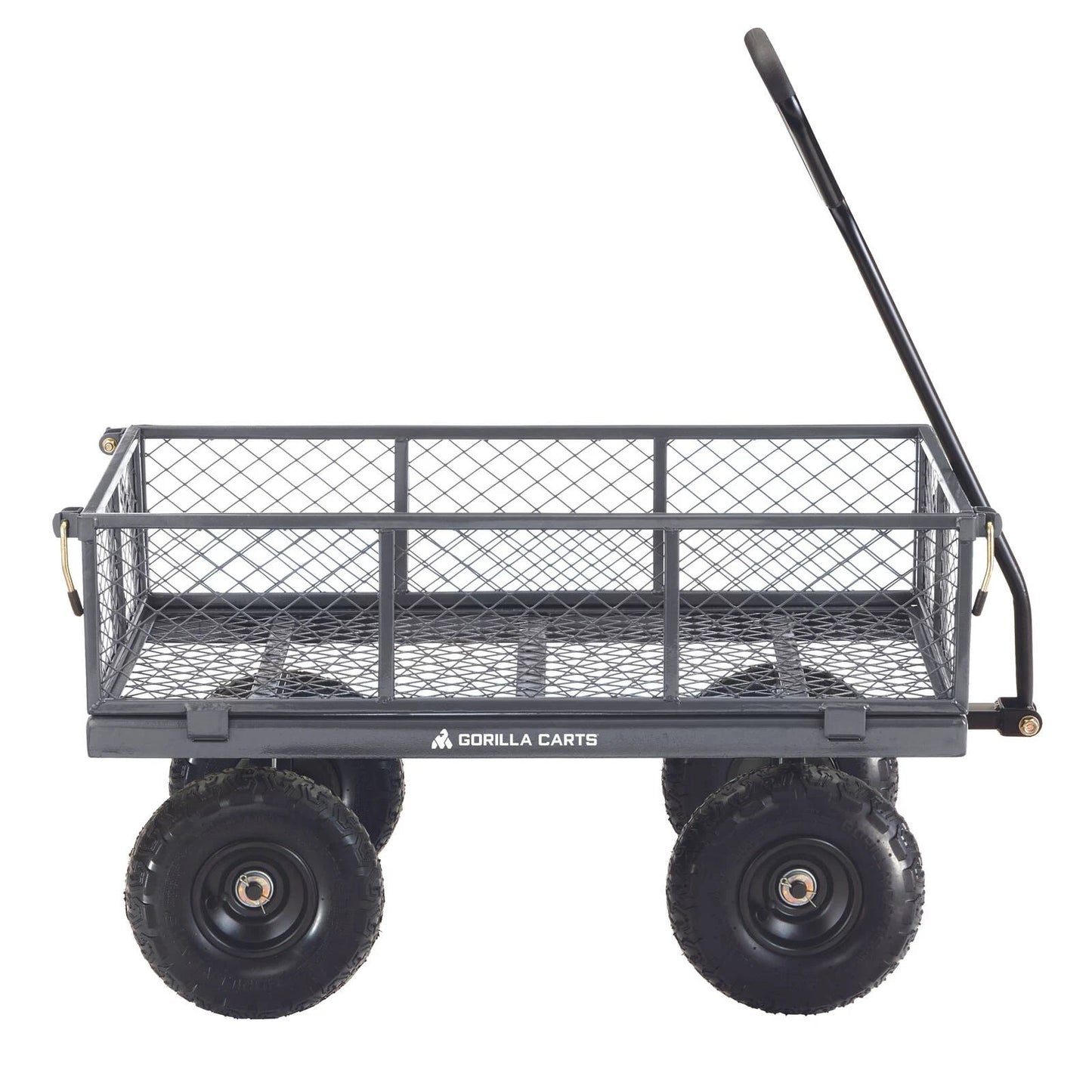 Gorilla Carts Steel Mesh Utility Cart, 120kg Load, 10" Pneumatic Wheels, Removable Panels