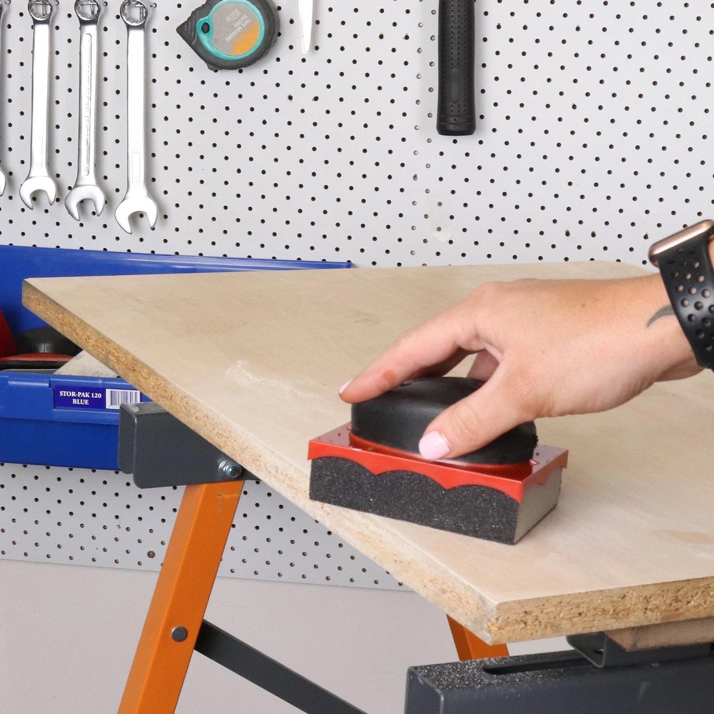 Rocket Sanding Block Holder with Medium Grit Sponge, Ergonomic, Multi-Surface, Wet/Dry Use