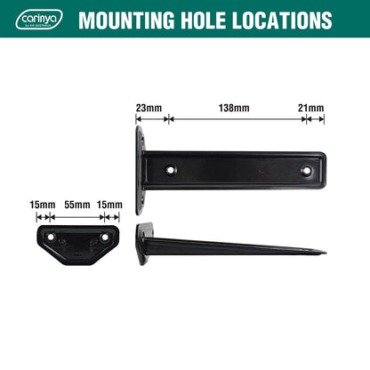 Carinya Black Floating Shelf Bracket 185x44mm, 50kg Capacity, Powder Coated Steel