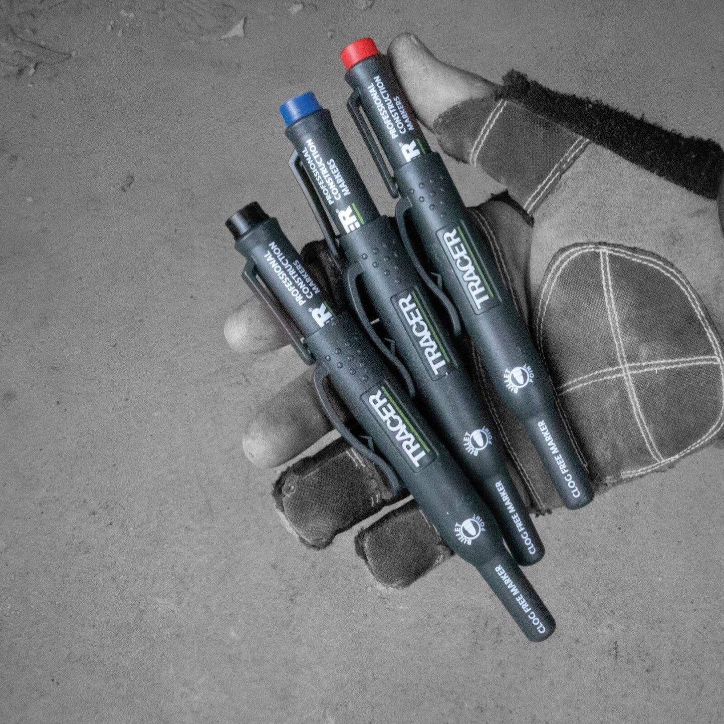 Tracer Clog Free Marker Kit - Black/Blue/Red 3 Pack, Durable, Versatile, Dust-Resistant
