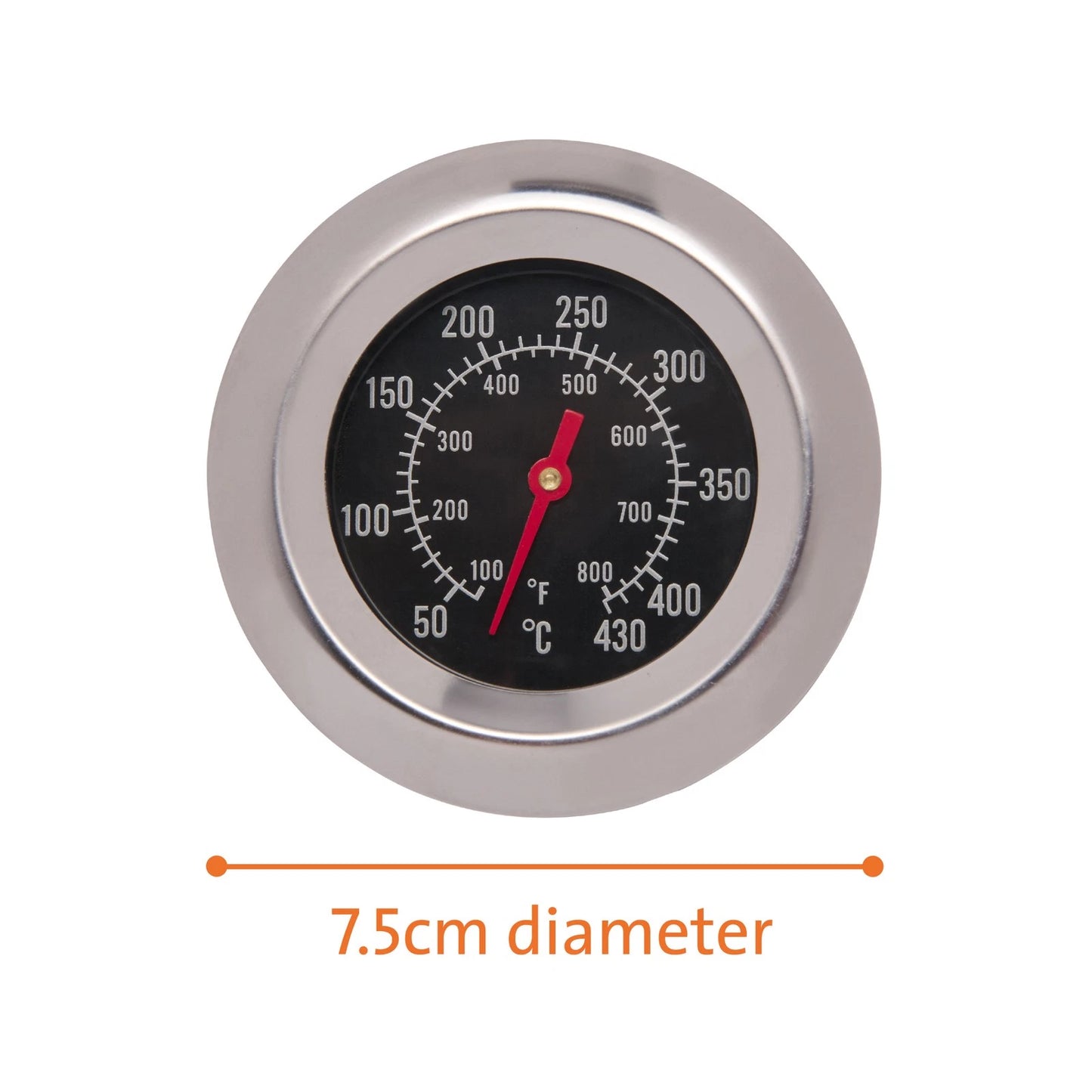Jumbuck Replacement Hood Thermometer, Stainless Steel, 40°C-430°C, Easy Install, Dual Scale