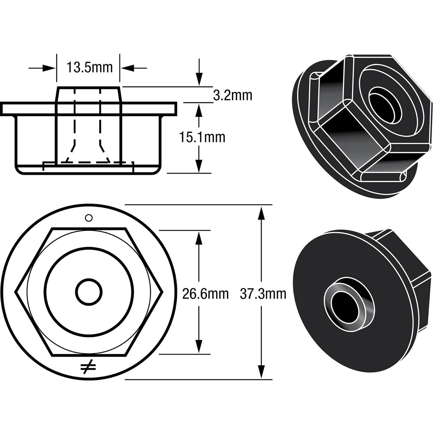 Simpson Strong-Tie Black Hex Head Decorative Washer, Corrosion Resistant, Carbon Steel