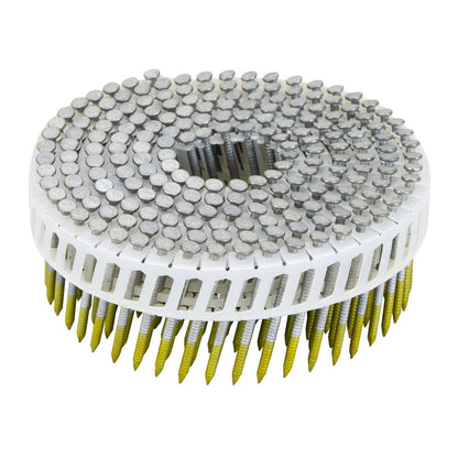 Titan 45x2.5mm Galvanised Coil Nails, 1800 Pack - 15° Angle, Diamond Point, Ring Shank