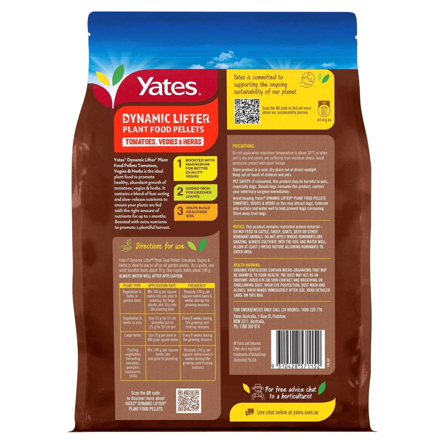 Yates 3kg Dynamic Lifter Plant Food Pellets for Tomatoes, Vegies & Herbs - Fast-Acting, Long-Lasting Fertilizer