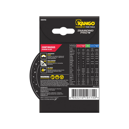Kango 76mm Continuous Diamond Blade for Tile Cutting - Smooth, Durable, Wet/Dry Use