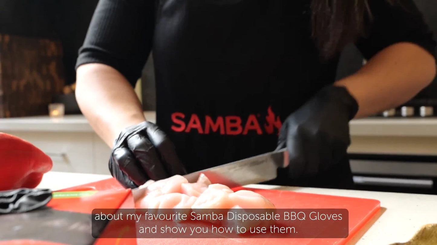 Samba Disposable BBQ Gloves 50 Pack - Medium Nitrile, FDA Approved, Micro Diamond Grip