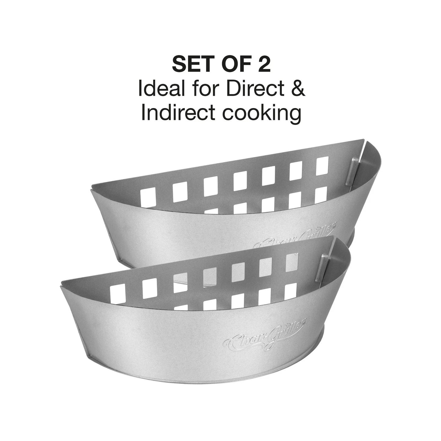 Char-Griller Charcoal Baskets, Two-Zone Cooking, Aluminized Steel, Ventilated, Set of 2