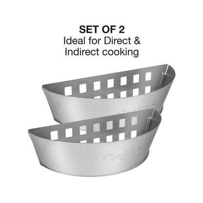 Char-Griller Charcoal Baskets, Two-Zone Cooking, Aluminized Steel, Ventilated, Set of 2