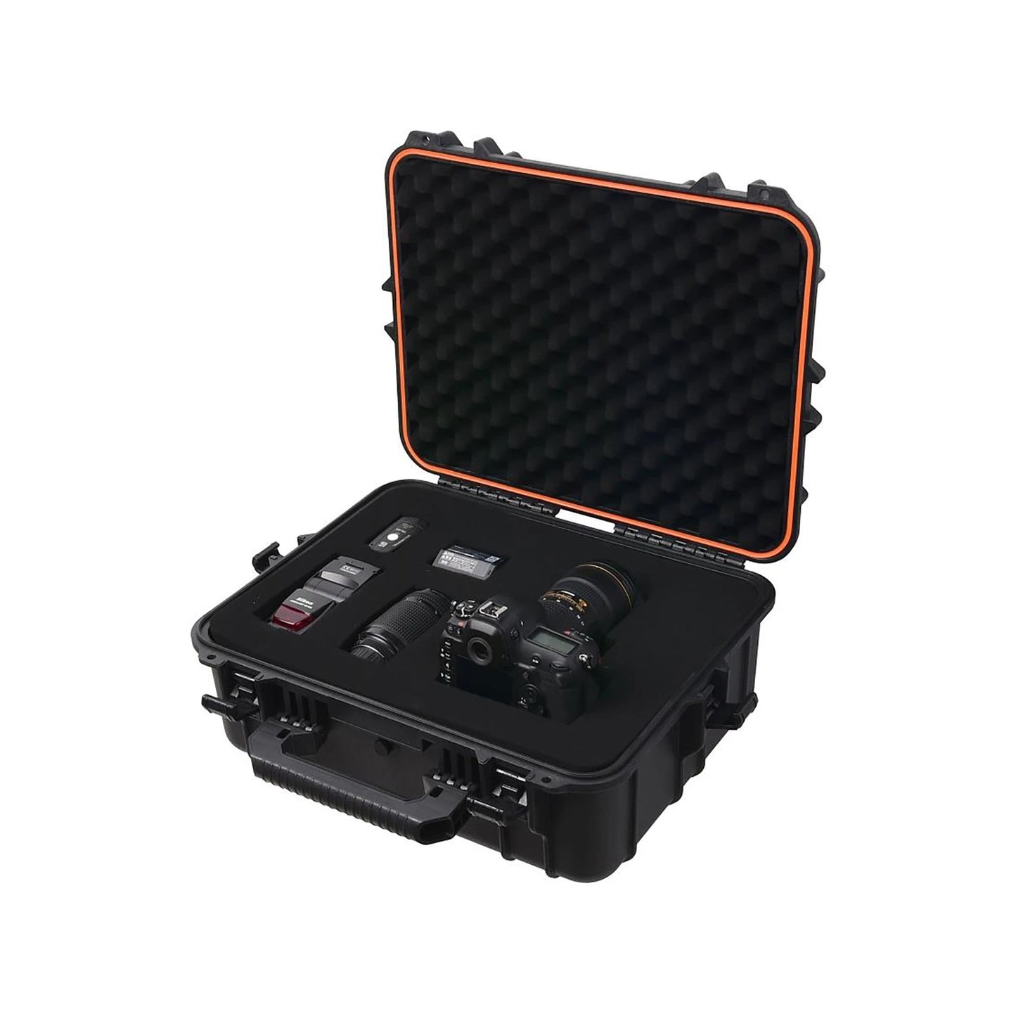 Tactix Black Extra Large Tough Case, IP65 Rated, Heavy Duty, Pressure Relief Valve, Foam Insert
