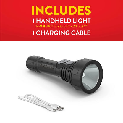 Eveready Rechargeable Torch 150 Lumen, USB Charging, Multiple Modes, High Brightness