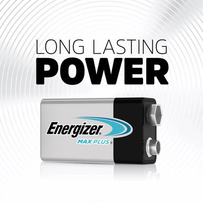 Energizer 9V Max Plus Batteries 3-Pack, Long-Lasting Alkaline for Smoke Alarms & Electronics