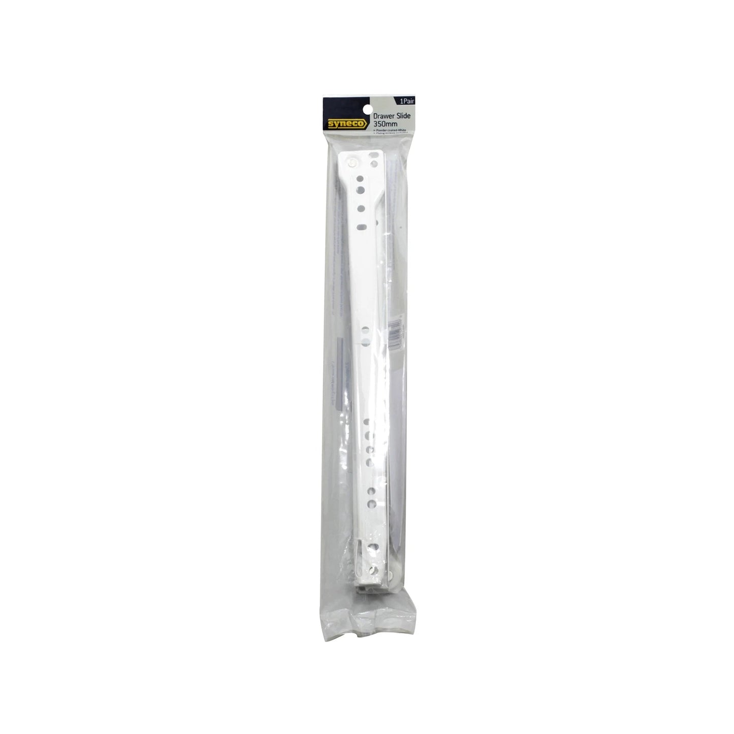 Syneco White 350mm Drawer Slides Pair - Durable, Easy Install, Powder Coated Finish