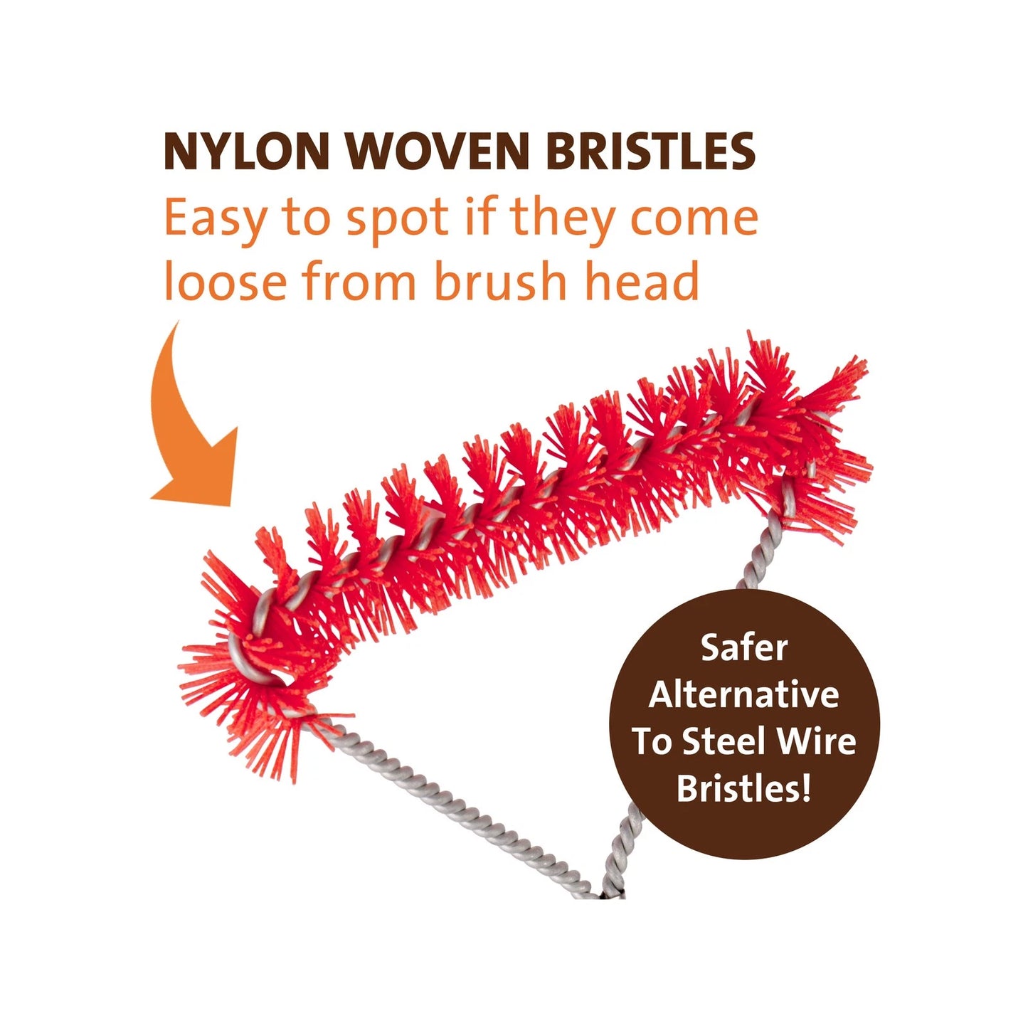 Jumbuck Small Nylon Grill Brush, Ergonomic, Non-slip, 30cm, Red Bristles