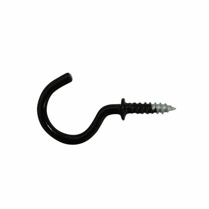 Everhang 14mm Black Cup Hook - Steel, Light Duty, 10 Pack, Sleek Black Finish