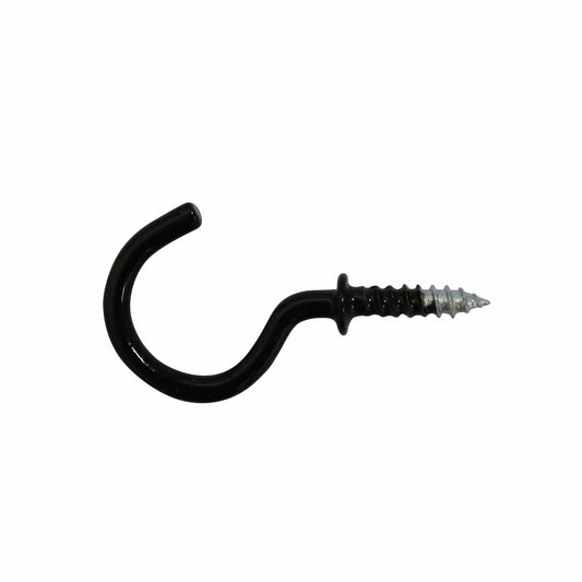 Everhang 14mm Black Cup Hook - Steel, Light Duty, 10 Pack, Sleek Black Finish