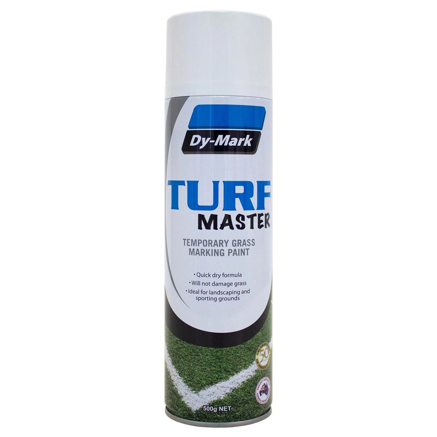Dy-Mark 500g White Turf Master Fast-Drying Grass Marking Paint, UV & Waterproof