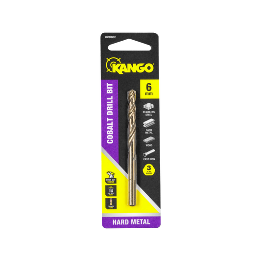 Kango 6mm Cobalt Drill Bit - Versatile, Durable, Fast Drilling for Metal, Wood, Plastic