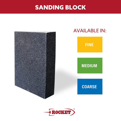 Rocket Fine Sanding Sponge - Flexible Multi-Surface, Fine Grit, 70x25x100mm, Black