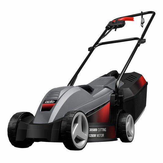 Ozito 1200W Corded Lawn Mower, 305mm Blade, Lightweight, Adjustable Height, 25L Catcher