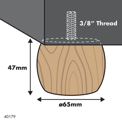 Adoored 47mm Pine Ball Furniture Leg, Natural Timber Finish, Easy Install, Durable Hardwood