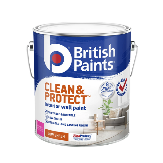 British Paints Extra Bright Low Sheen Interior Paint 4L - Wipeable, Low Odour, 8 Year Mould Guarantee