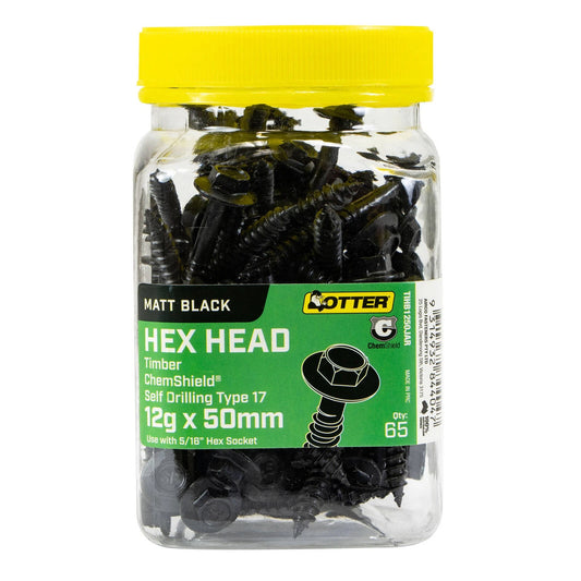 Otter 12g x 50mm Timber Hex Head ChemShield Screws - 65 Pack, Self-Drilling, Corrosion Resistant