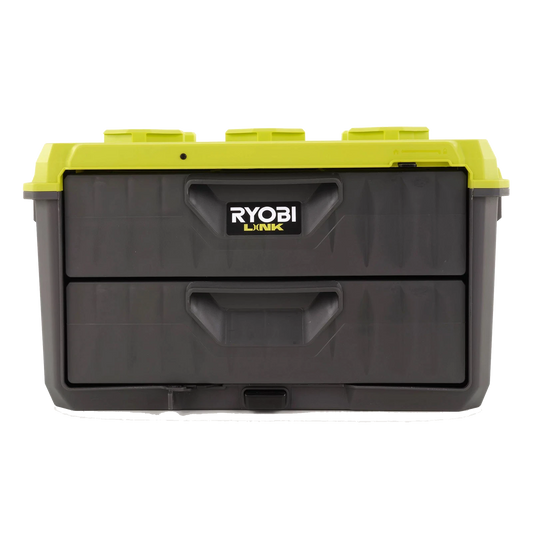 Ryobi LINK 2-Drawer Toolbox, Lockable, Water Resistant, Wheels, Includes Tray