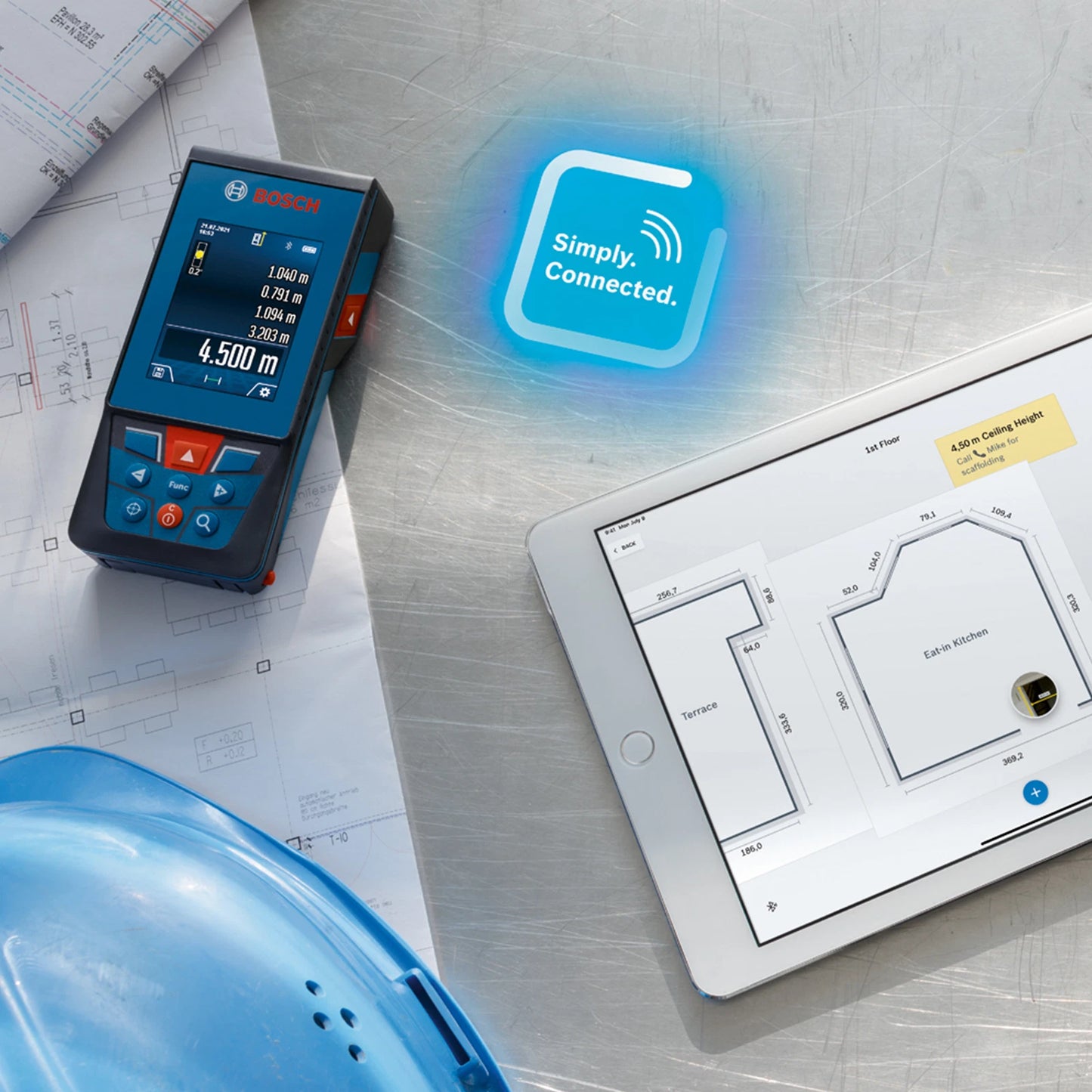 Bosch Professional 50m Green Laser Distance Measurer, Rugged Design, Bluetooth® Connectivity
