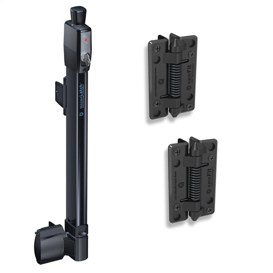 MagnaLatch Magnetic Gate Latch Lock & KwikFit Self-Closing Hinges, Black, Australian Made