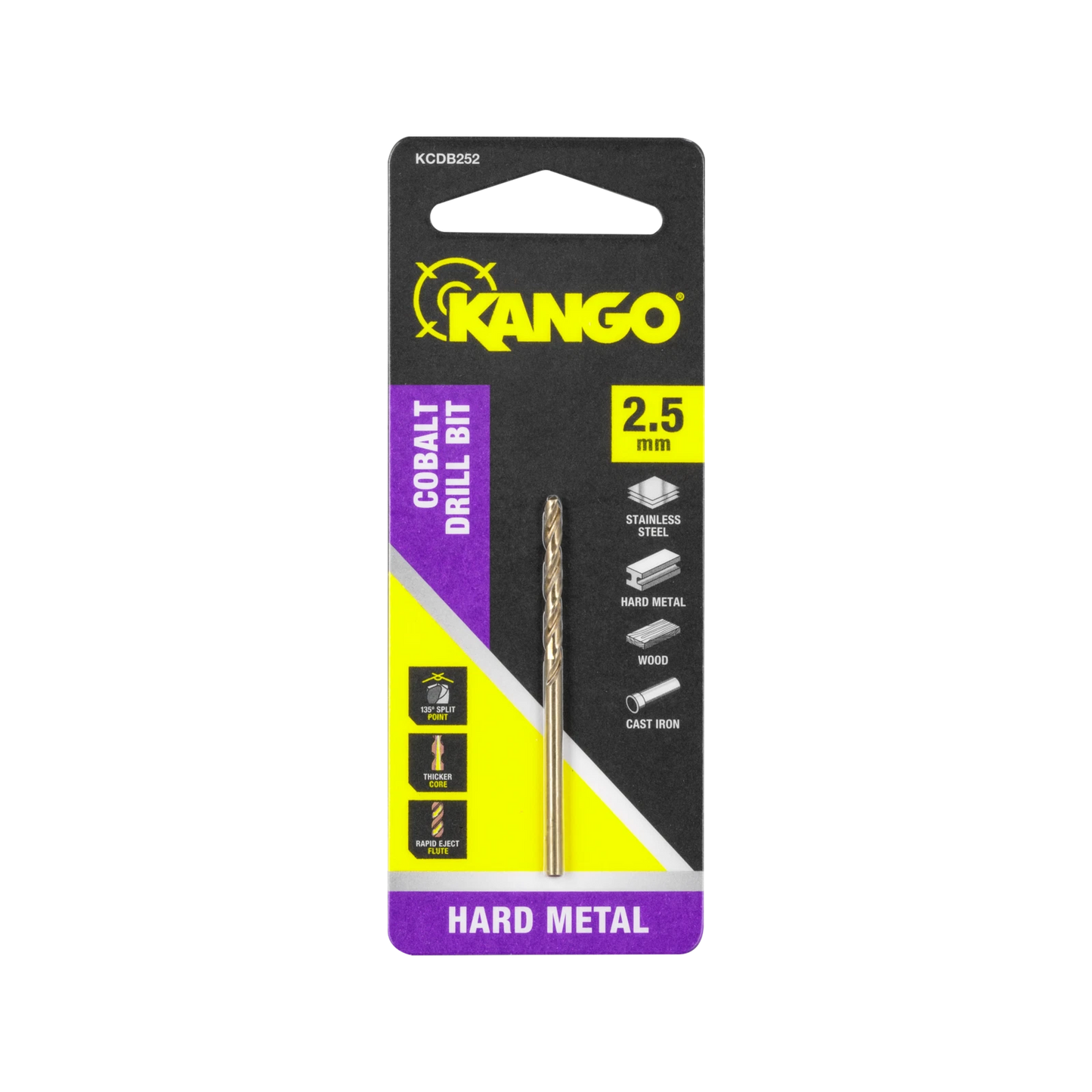 Kango 2.5mm Cobalt Drill Bit - Precision, Durability, Versatile for Tough Materials