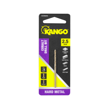 Kango 2.5mm Cobalt Drill Bit - Precision, Durability, Versatile for Tough Materials