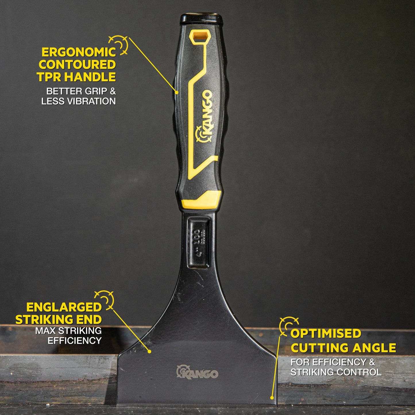 Kango 100mm Cold Chisel, Forged CR-V Steel, Ergonomic Handle, 60° Cutting Angle